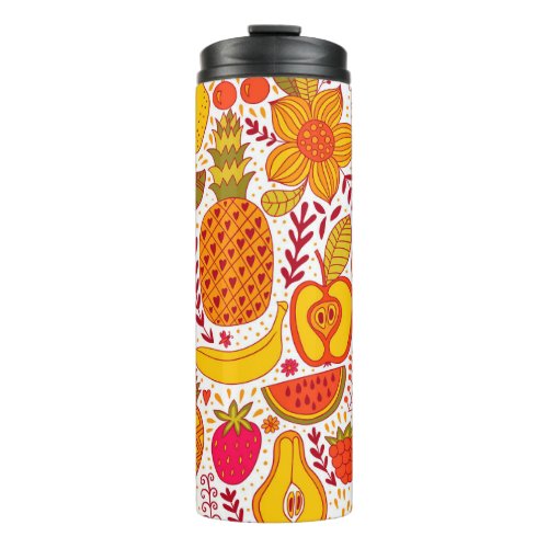 Fruit Doodles Summer Vintage Pattern Thermal Tumbler