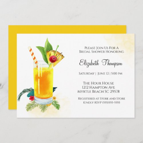 Fruit Drink Cocktail Yellow  Bridal Shower   Invitation