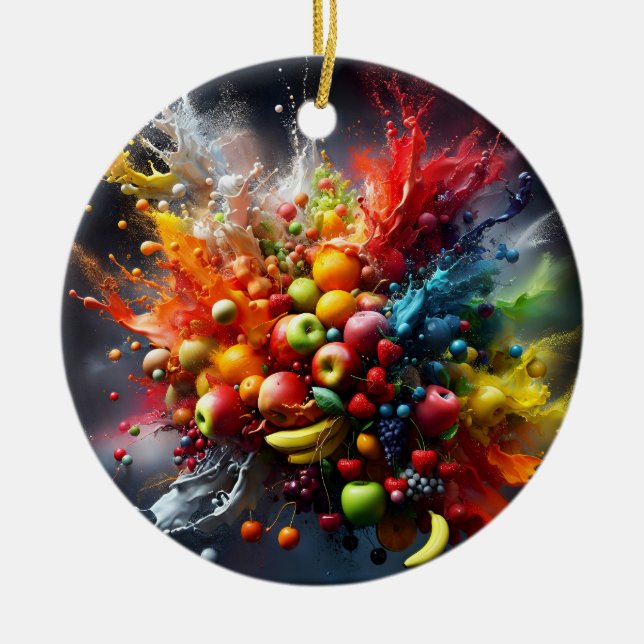 Fruit explosion ceramic ornament (Front)