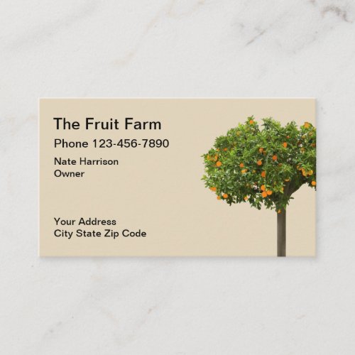 Fruit Farm Orange Tree Design Business Card