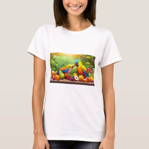 Fruit Feast Colorful Birds Tee T_Shirt