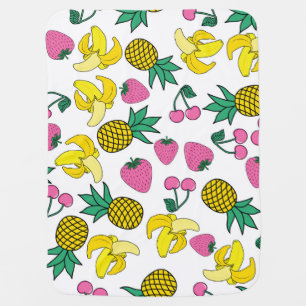 Fruit Fiesta: Bananas, Pineapples, Strawberries Baby Blanket