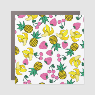 Fruit Fiesta: Bananas, Pineapples, Strawberries Car Magnet