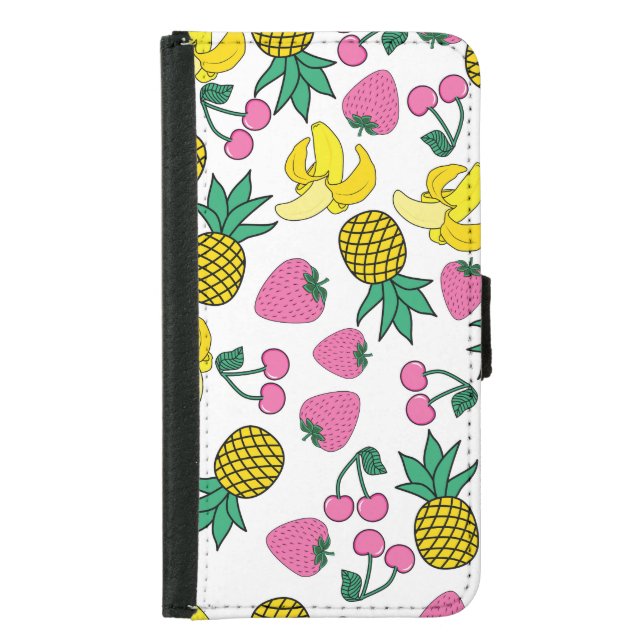 Fruit Fiesta: Bananas, Pineapples, Strawberries Samsung Galaxy Wallet Case (Front)