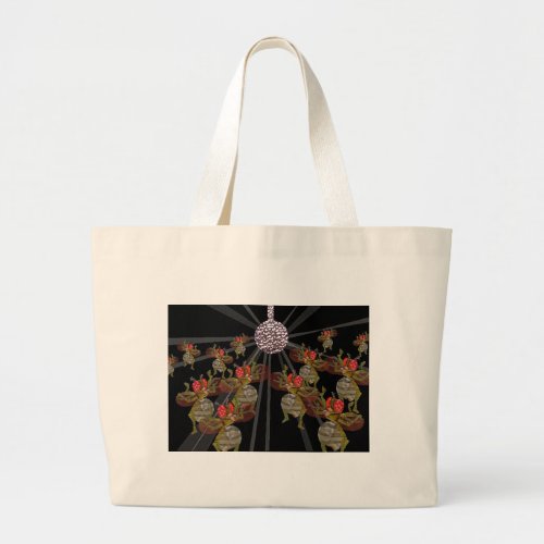 Fruit Flies Dancing Under The Disco Ball Large Tote Bag