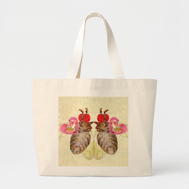 Fruit Flies Exchange Banana Valentines Large Tote Bag (Front)