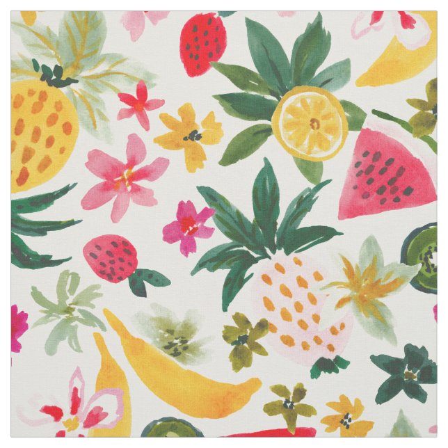 FRUIT FLINGERINGO Cute Bold Tropical Fruit Pattern Fabric (Swatch)