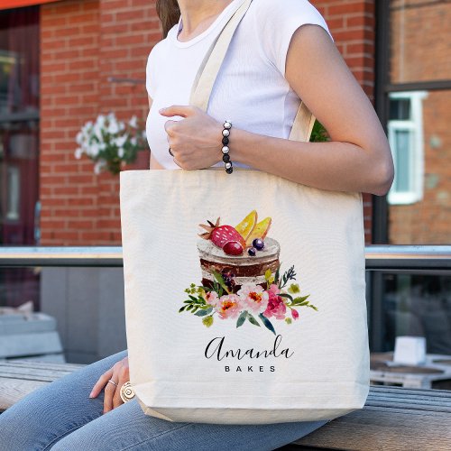 FRUIT FLORAL CAKE PATISSERIE CUPCAKE BAKERY CHEF TOTE BAG