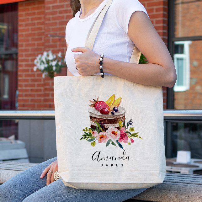 FRUIT FLORAL CAKE PATISSERIE CUPCAKE BAKERY CHEF TOTE BAG (Creator Uploaded)