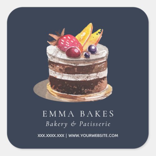 FRUIT FLORAL CAKE PATISSERIE CUPCAKE BAKERY SQUARE STICKER