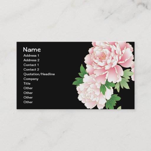Customizable Beautiful Pink Peony Vintage Floral Business Card Templates