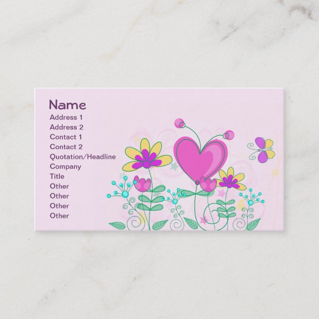 Fruit Flower Cool Cute Girly Retro Floral Business Card (Front)
