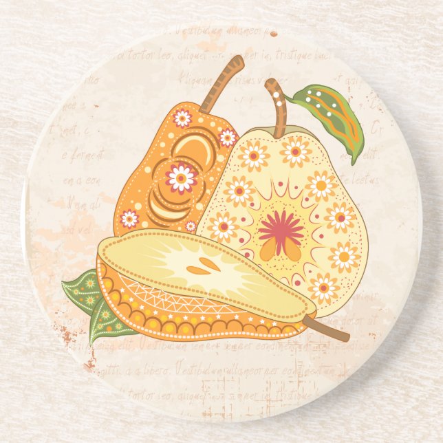 Fruit Flower Cool Cute Girly Retro Floral Drink Coaster (Front)