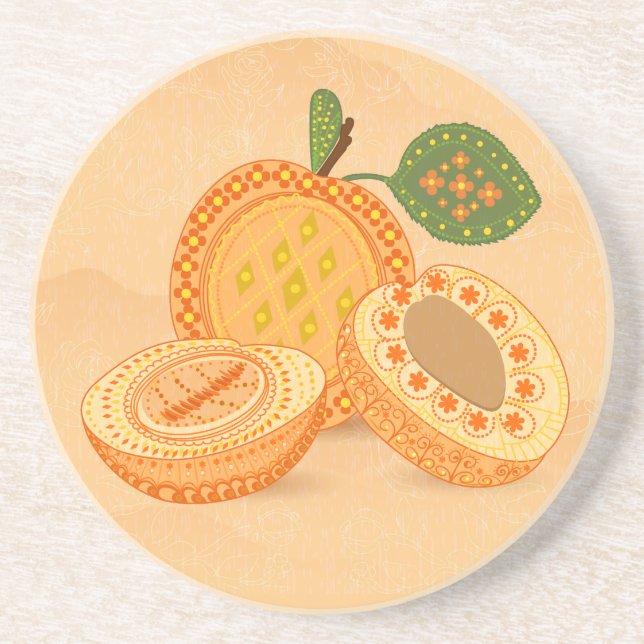 Fruit Flower Cool Cute Girly Retro Floral Sandstone Coaster (Front)