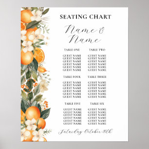 Fruit Flowers Table 6 Seating Plan Wedding Oranges Poster