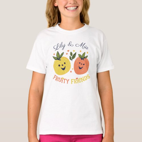 Fruit Friends Strawberry and Orange T_Shirt