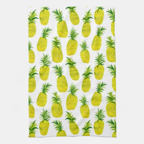 Fruit fun pineapples watercolor kitchen towel