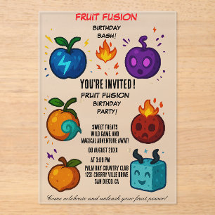 Fruit Fusion Birthday Party Invitation   Colorful 