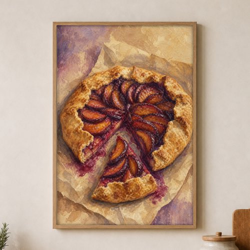 Fruit Galette Slice Watercolour Cottagecore Poster