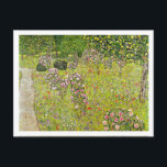 Fruit Garden with Roses Gustav Klimt Postcard<br><div class="desc">A fine art postcard with the painting,  Fruit Garden with Roses (c. 1911),  by Gustav Klimt,  an Austrian artist from the Art Nouveau Period. A rose garden landscape with an apple tree in the background.</div>
