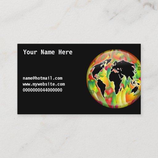 Customizable Fruit Globe, Your Name Here, Business Card Templates
