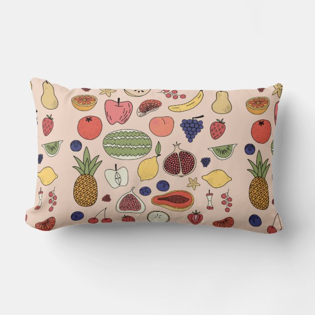 Fruit hand drawn pattern lumbar pillow (Front)