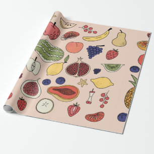 Fruit hand drawn pattern wrapping paper