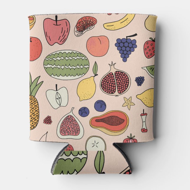 Fruit Hand Drawn Vintage Illustration. Can Cooler (Front)
