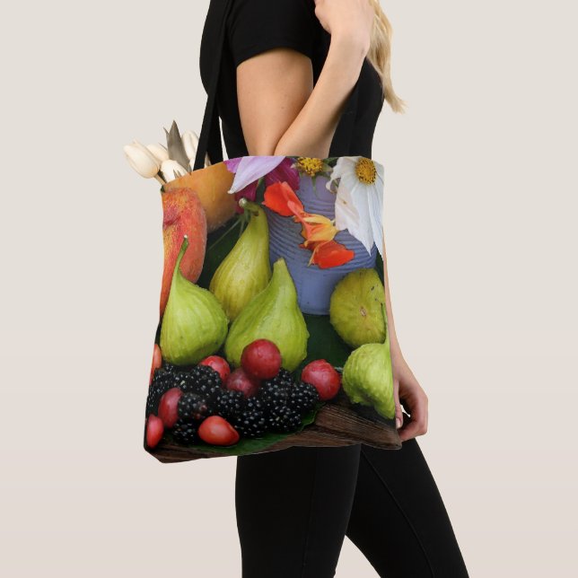 Fruit Harvest Figs Blackberries FlowersTote Tote Bag (Close Up)