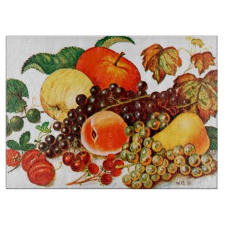 Fruit Harvest Large Glass Cutting Board