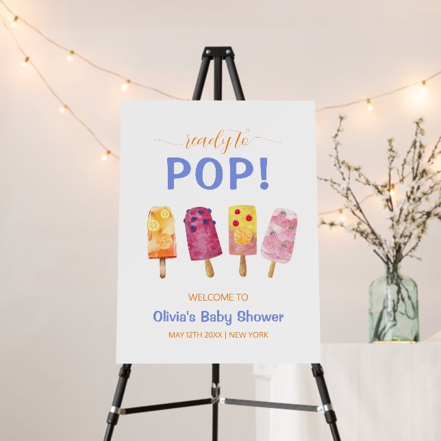 Fruit Ice Cream Popcicle Baby Shower Welcome Sign  (In Situ (Stand))