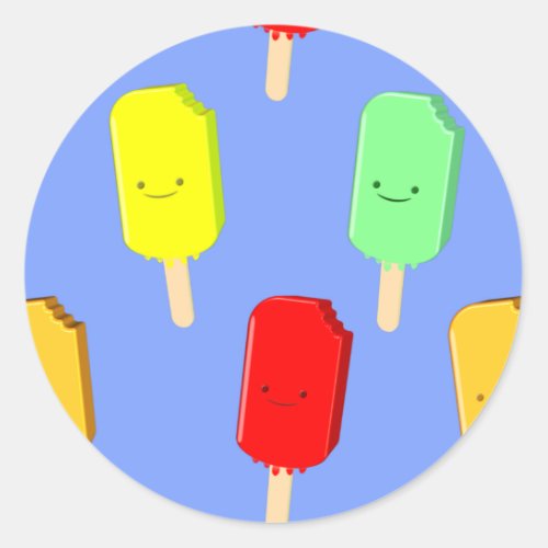 Fruit Ice Pop Pattern Classic Round Sticker