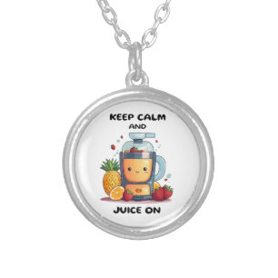 Fruit Juicer Keep Calm And Juice  Health  Silver Plated Necklace