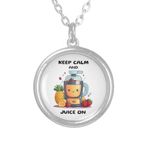 Fruit Juicer Keep Calm And Juice  Health  Silver Plated Necklace