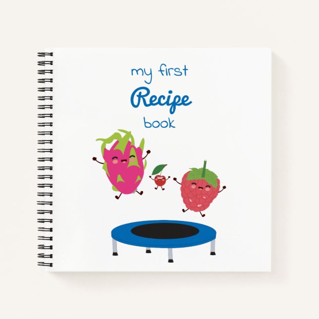 Fruit Jumping On Trampoline Children's Recipe Notebook (Front)