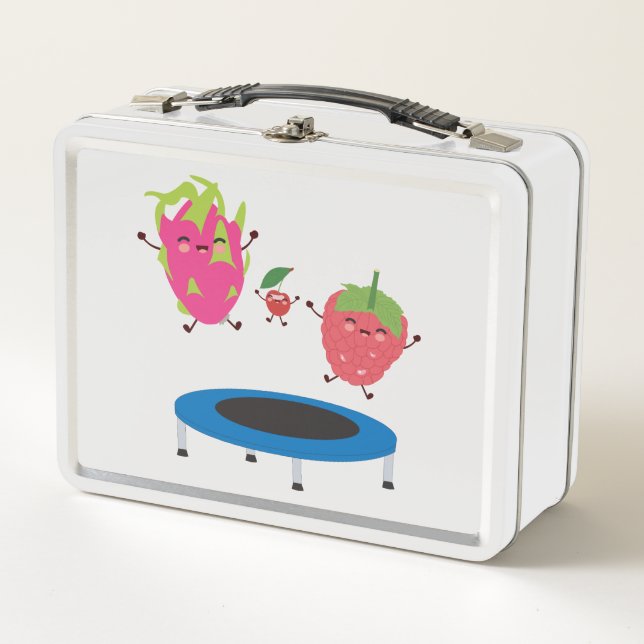 Fruit Jumping On Trampoline Metal Lunch Box (Front)