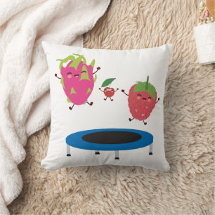 Fruit Jumping On Trampoline   Throw Pillow