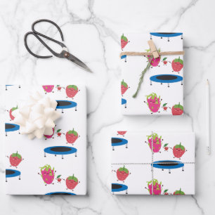 Fruit Jumping On Trampoline Wrapping Paper Sheets