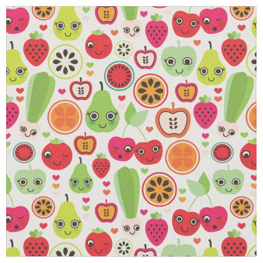 fruit kids illustration apple fabric