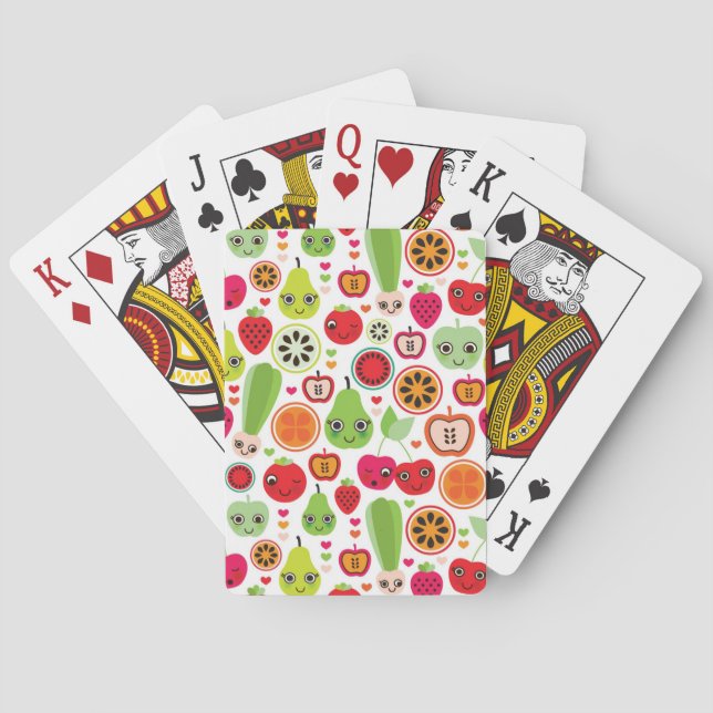 fruit kids illustration apple poker cards (Back)