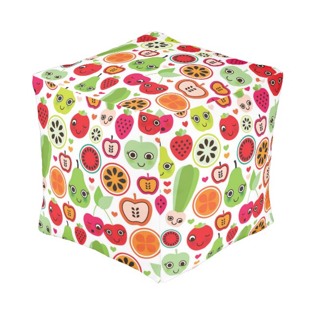 fruit kids illustration apple pouf (Angled Front)