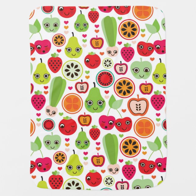 fruit kids illustration apple receiving blanket (Front)