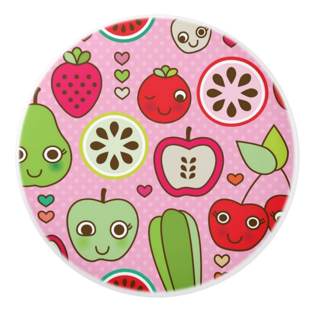 fruit kitchen illustration pattern ceramic knob (Front)