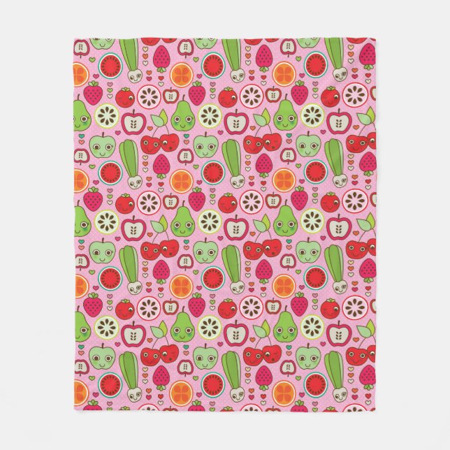 fruit kitchen illustration pattern fleece blanket (Front)