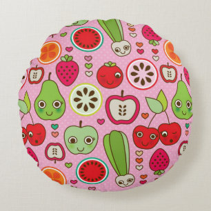 fruit kitchen illustration pattern round pillow