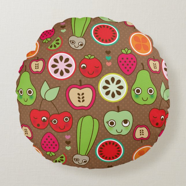 Fruit Kitchen Pattern Round Pillow (Front)