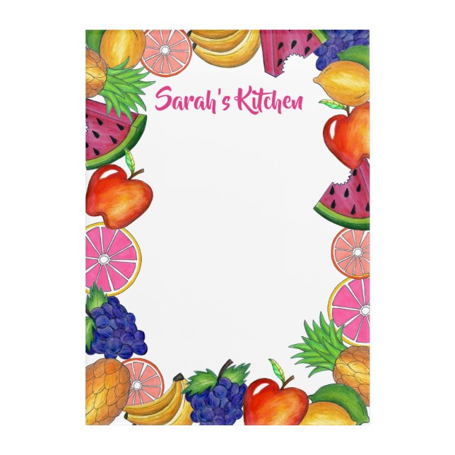 Fruit Lemon Lime Banana Grapefruit Illustration Acrylic Print (Front)