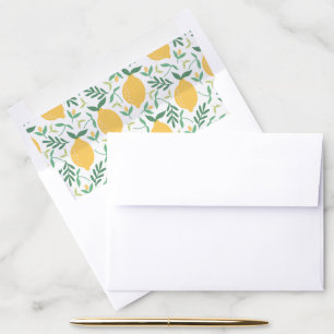 Fruit Lemon Pattern on Green Plant Envelope Liner