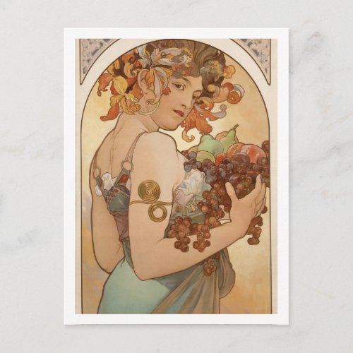 Fruit Lithograph Alphonse Mucha Fine Art Postcard