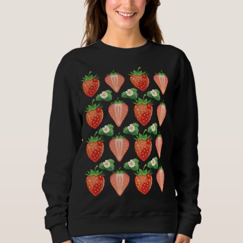 Fruit Lover Vegans Strawberry Pattern Fruitarian S Sweatshirt